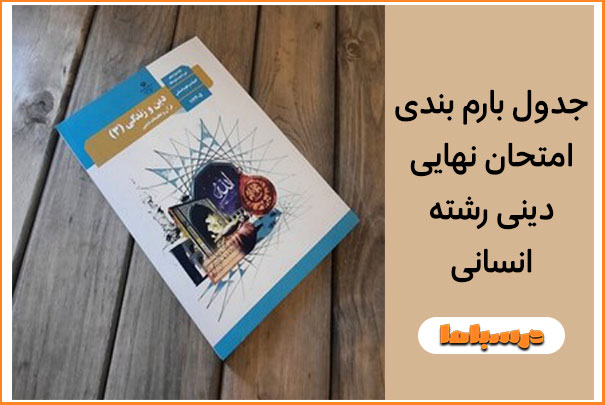 جدول بارم بندی امتحان نهایی دینی رشته انسانی 